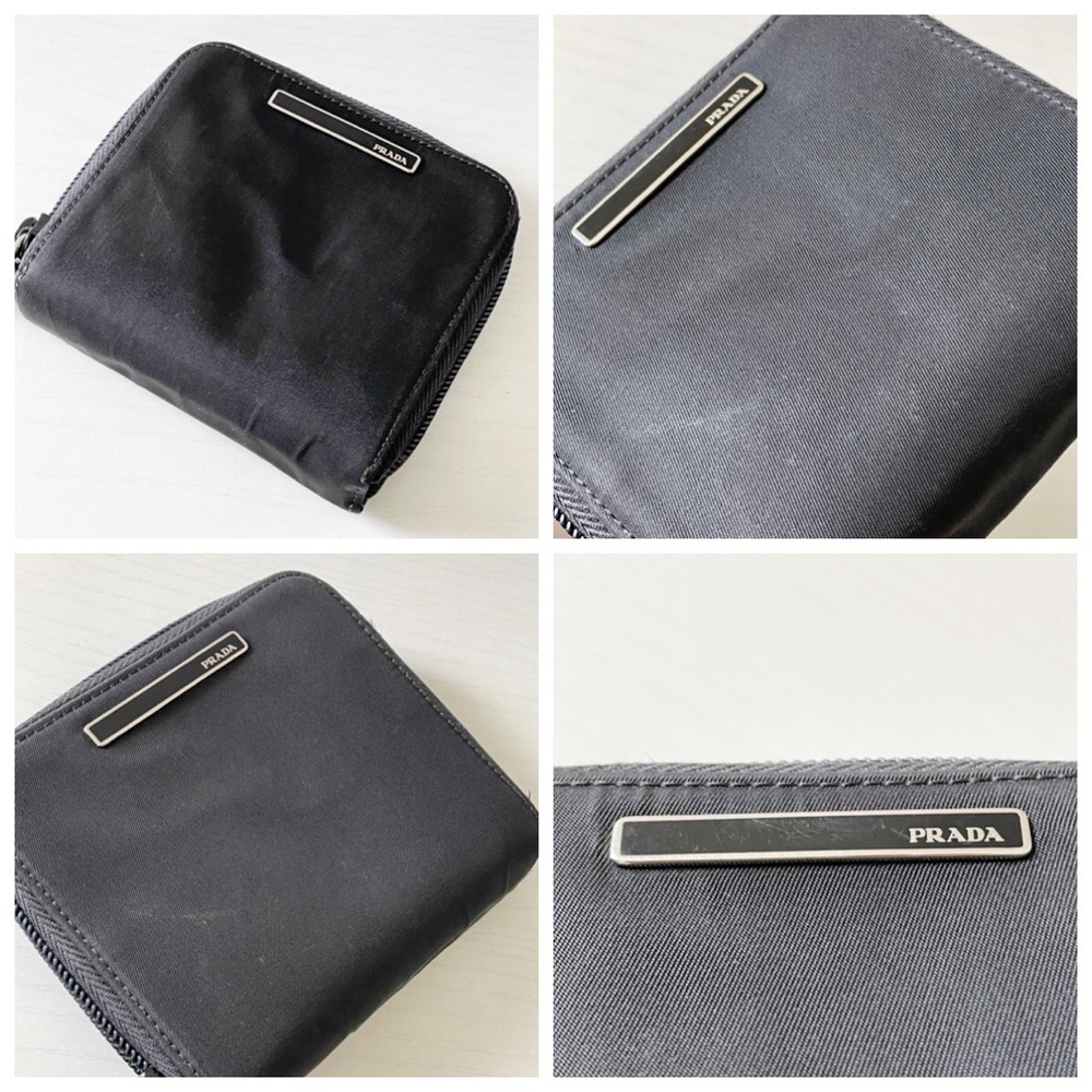 Prada black nylon enamel logo compact zip wallet vintage 90s - Picture 2 of 11